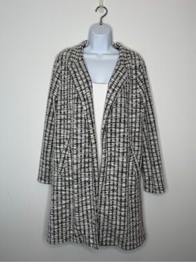 Melloday Plaid Open Front Duster Cardigan Jacket